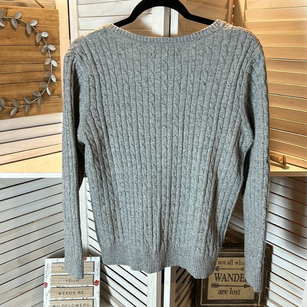 Karen Scott Gray Cable Sweater - Picture 3 of 4